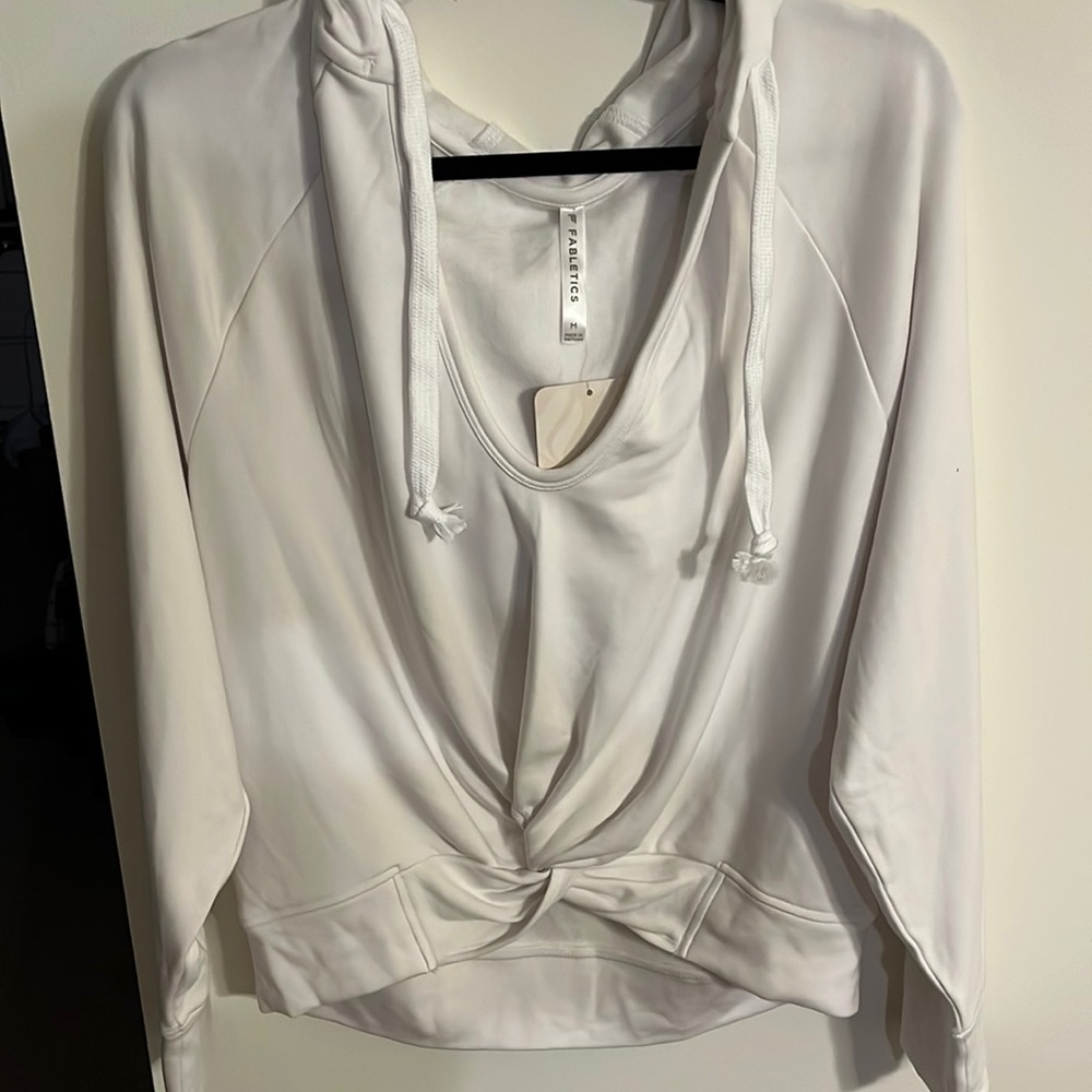 NWTs! Fabletics white knotted front hoodie